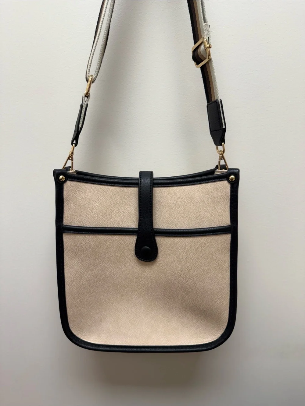 Montana West Purse Almond with Black Trim Gold Hardware